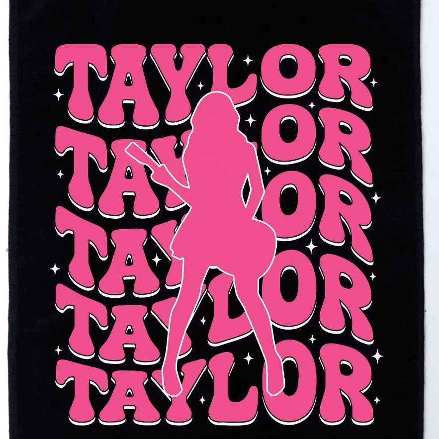 Girl Retro Taylor First Name Personalized Groovy 80s Platinum Collection Golf Towel