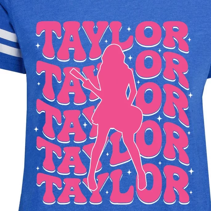 Girl Retro Taylor First Name Personalized Groovy 80s Enza Ladies Jersey Football T-Shirt