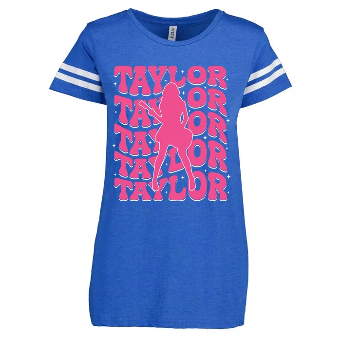 Girl Retro Taylor First Name Personalized Groovy 80s Enza Ladies Jersey Football T-Shirt