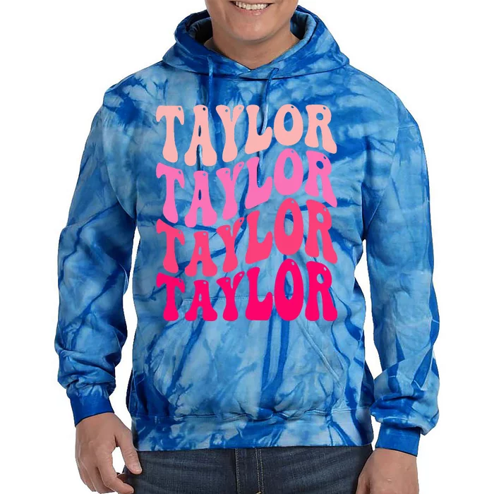 Girl Retro TAYLOR First Name Personalized Groovy Birthday Tie Dye Hoodie