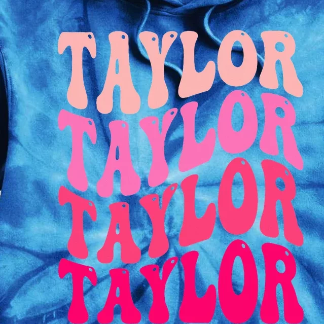 Girl Retro TAYLOR First Name Personalized Groovy Birthday Tie Dye Hoodie