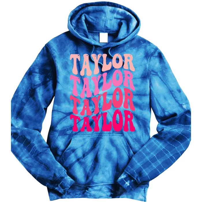 Girl Retro TAYLOR First Name Personalized Groovy Birthday Tie Dye Hoodie