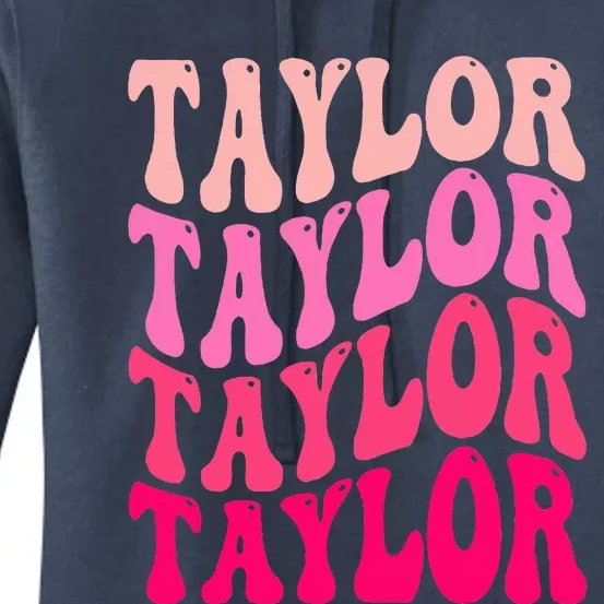 Girl Retro TAYLOR First Name Personalized Groovy Birthday Women's Pullover Hoodie