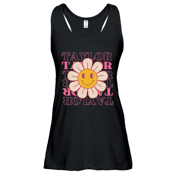 Girl Retro Taylor Personalized Groovy Birthday Ladies Essential Flowy Tank