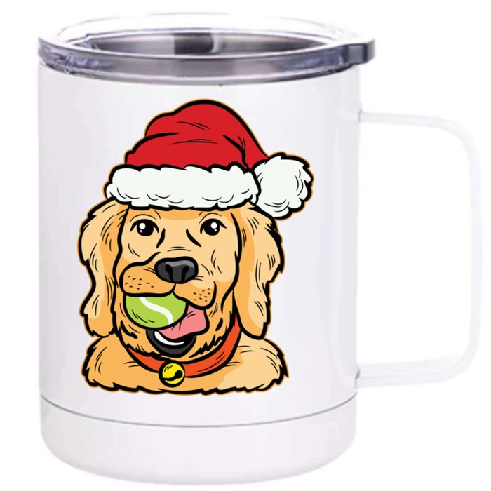 Golden Retriever Tennis Ball Christmas Pajama Dog Puppy Xmas Gift Front & Back 12oz Stainless Steel Tumbler Cup