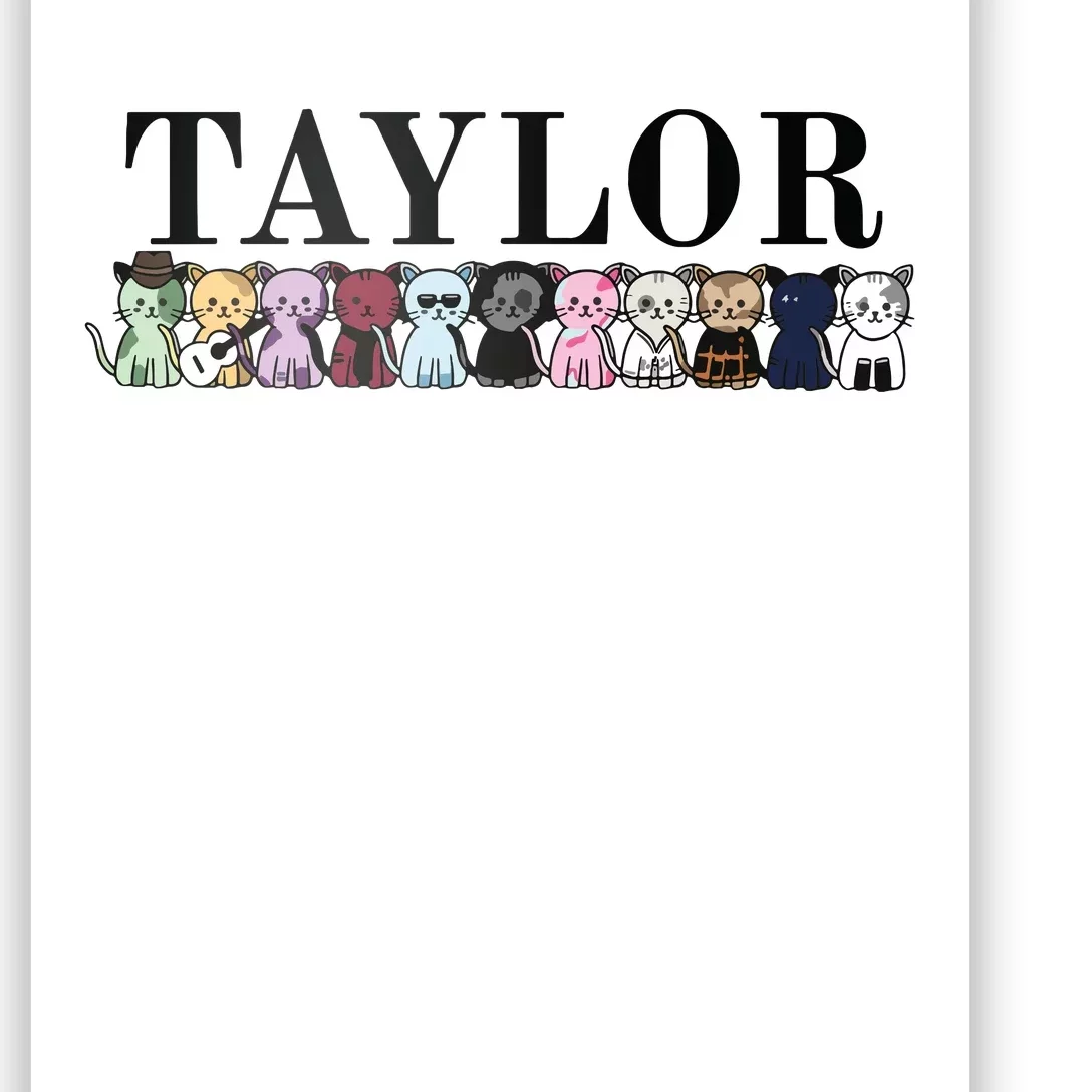 Girl Retro Taylor First Name Cat Kittens Personalized Groovy Poster