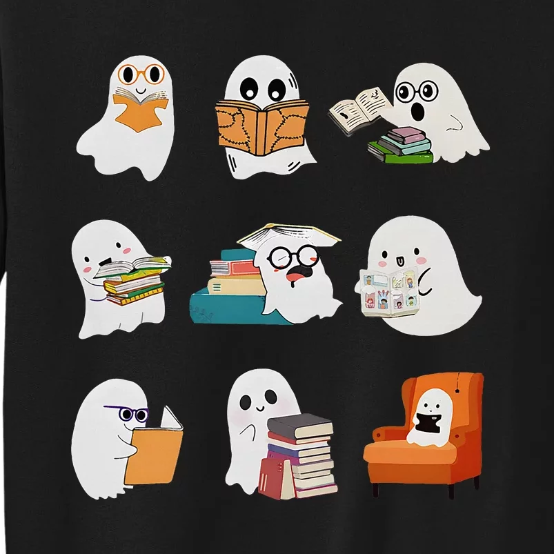 Ghost Reading Teacher Halloween Librarian Book Lover School Tall Sweatshirt