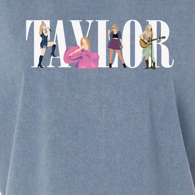 Girl Retro Taylor First Name Personalized Groovy 80s Garment-Dyed Women's Muscle Tee