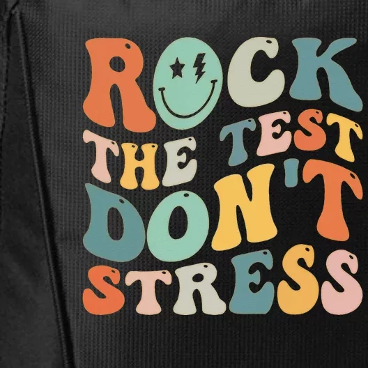 Groovy Rock The Test Motivational Retro Teachers Testing Day City Backpack