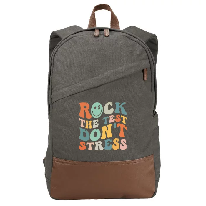 Groovy Rock The Test Motivational Retro Teachers Testing Day Cotton Canvas Backpack