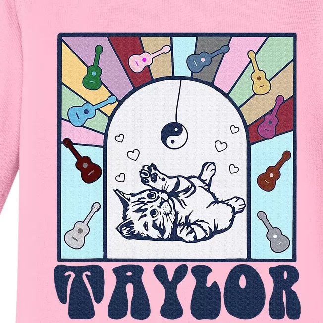 Girl Retro Taylor First Name Personalized Baby Long Sleeve Bodysuit