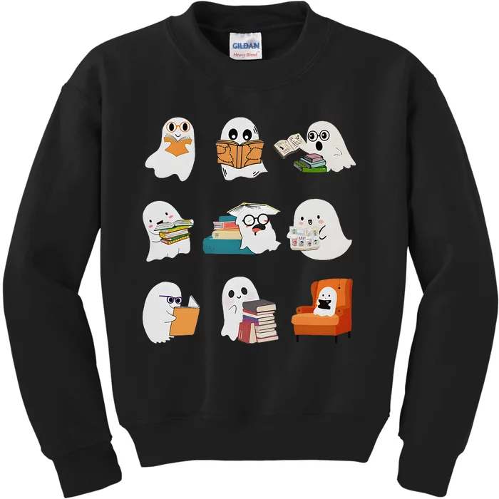 Ghost Reading Teacher Halloween Librarian Book Lover School Kids Sweatshirt