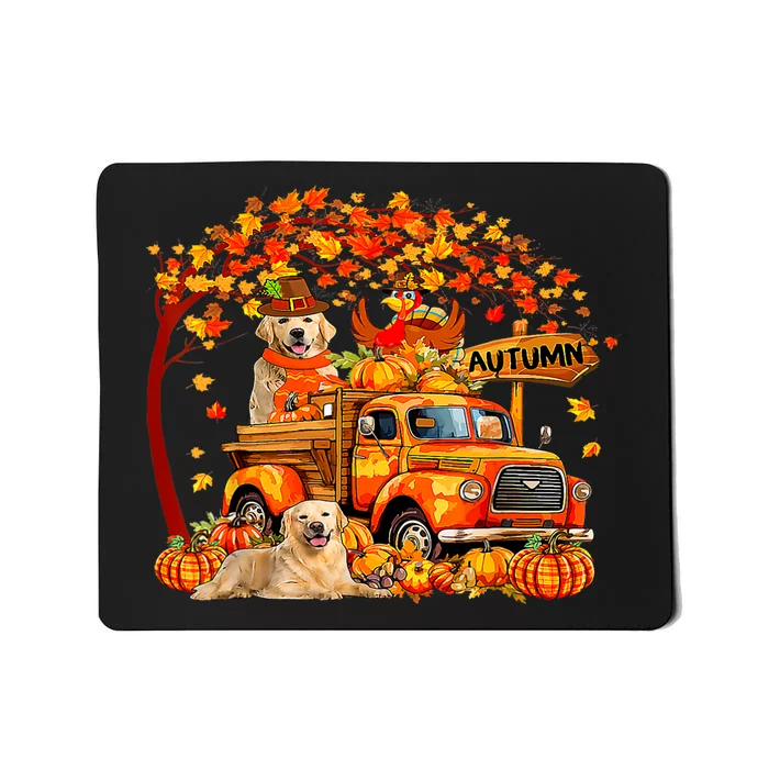 Golden Retriever Turkey On Pickup Truck Thanksgiving Mousepad