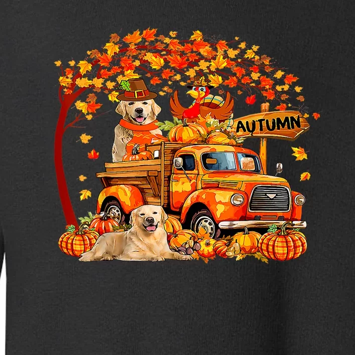 Golden Retriever Turkey On Pickup Truck Thanksgiving Toddler Sweatshirt