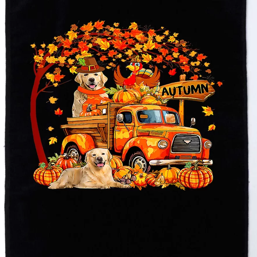 Golden Retriever Turkey On Pickup Truck Thanksgiving Platinum Collection Golf Towel