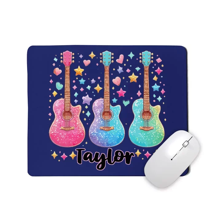 Girl Retro Taylor First Name Personalized Groovy 80S Pink Mousepad