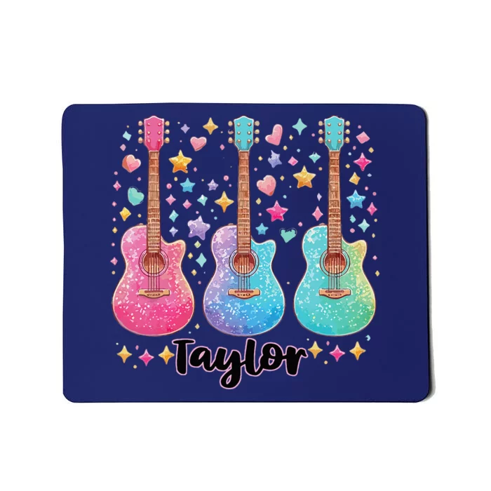 Girl Retro Taylor First Name Personalized Groovy 80S Pink Mousepad