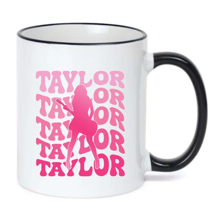 Girl Retro Taylor First Name Personalized Groovy 80S Gift Black Color Changing Mug