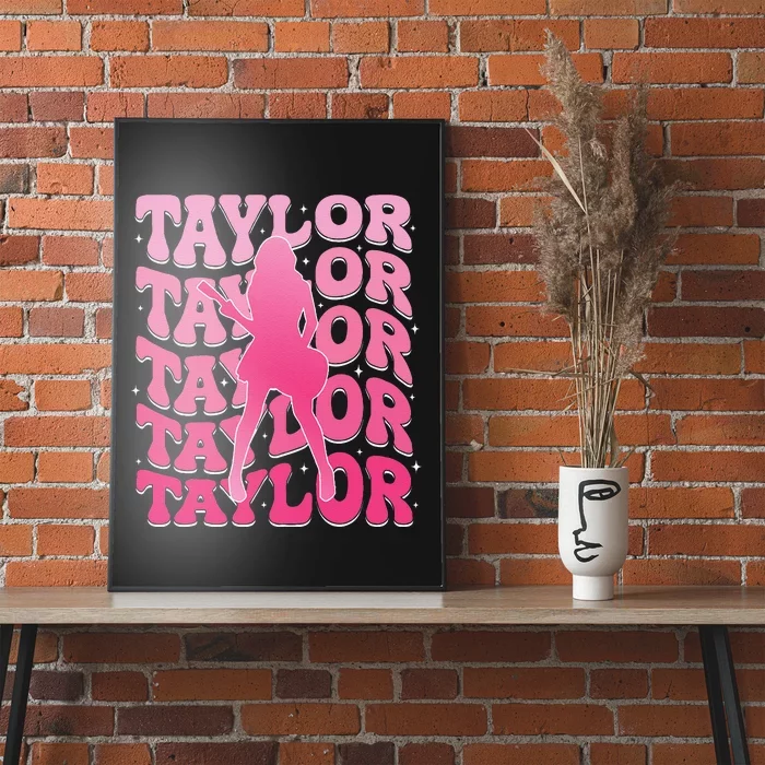 Girl Retro Taylor First Name Personalized Groovy 80S Gift Poster