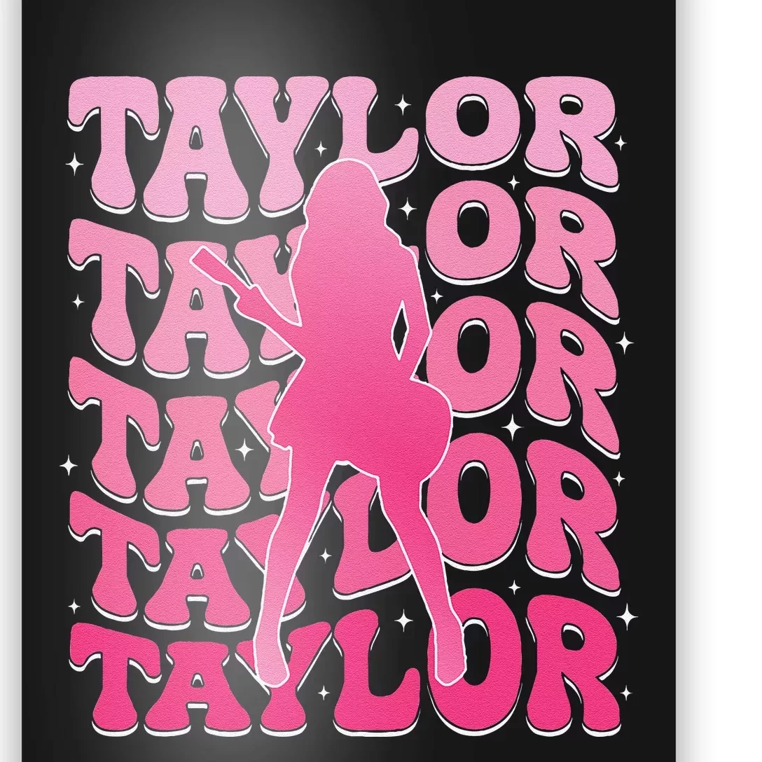 Girl Retro Taylor First Name Personalized Groovy 80S Gift Poster