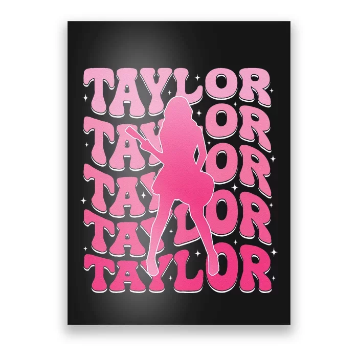 Girl Retro Taylor First Name Personalized Groovy 80S Gift Poster