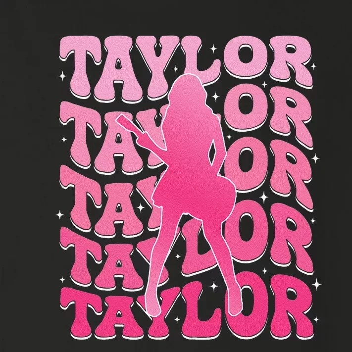 Girl Retro Taylor First Name Personalized Groovy 80S Gift Toddler Long Sleeve Shirt