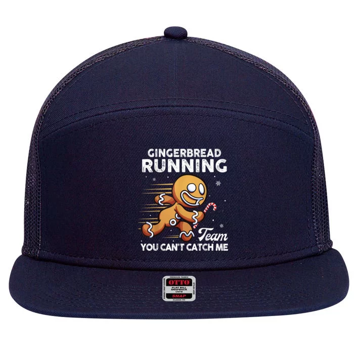 Gingerbread Running Team Christmas Cookie Funny Baking 7 Panel Mesh Trucker Snapback Hat