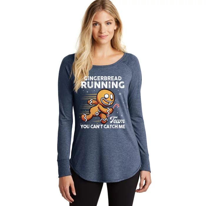 Gingerbread Running Team Christmas Cookie Funny Baking Women's Perfect Tri Tunic Long Sleeve Shirt