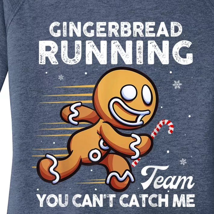 Gingerbread Running Team Christmas Cookie Funny Baking Women's Perfect Tri Tunic Long Sleeve Shirt