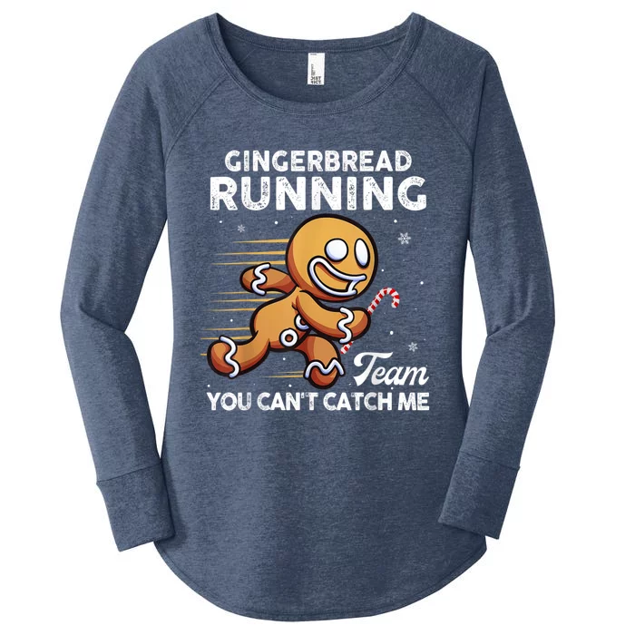 Gingerbread Running Team Christmas Cookie Funny Baking Women's Perfect Tri Tunic Long Sleeve Shirt