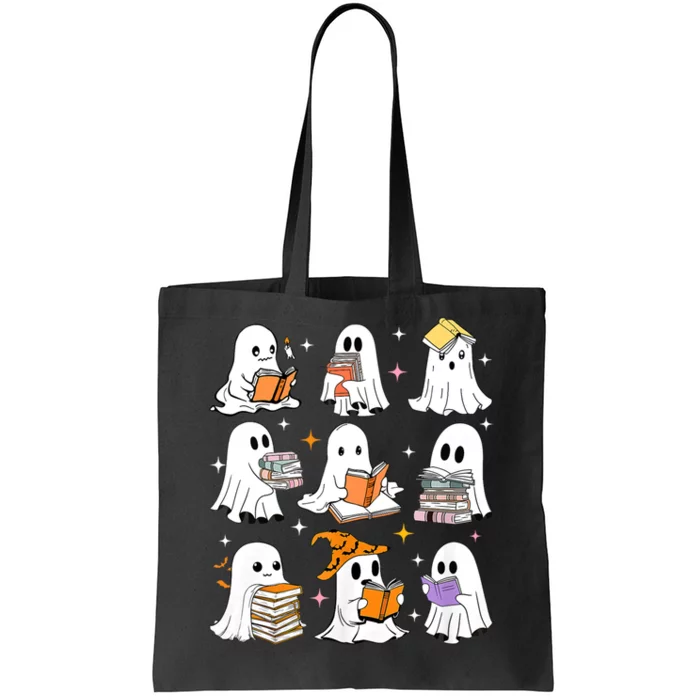 Ghost Reading Teacher Halloween Librarian Book Lover School Tote Bag