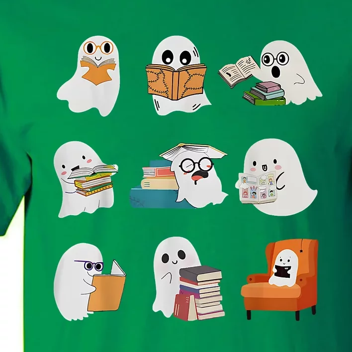 Ghost Reading Teacher Halloween Librarian Book Lover School Tall T-Shirt