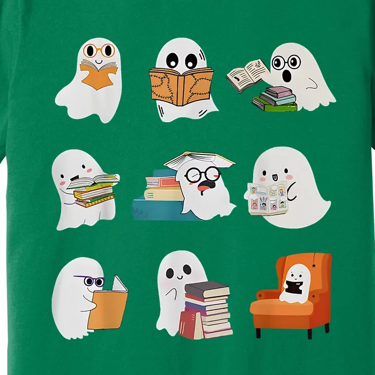 Ghost Reading Teacher Halloween Librarian Book Lover School Premium T-Shirt