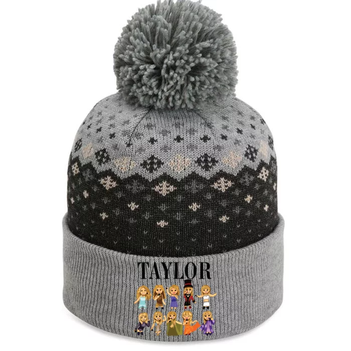 Girl Retro Taylor First Name Personalized Groovy Bday The Baniff Cuffed Pom Beanie