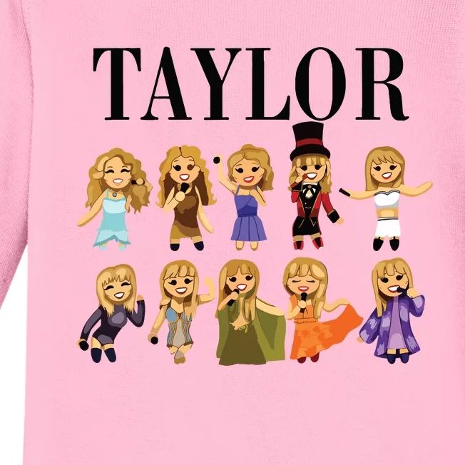 Girl Retro Taylor First Name Personalized Groovy Bday Baby Long Sleeve Bodysuit