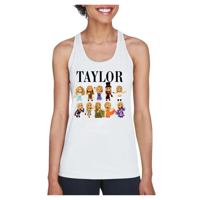 Girl Retro Taylor First Name Personalized Groovy Bday Women's Racerback Tank