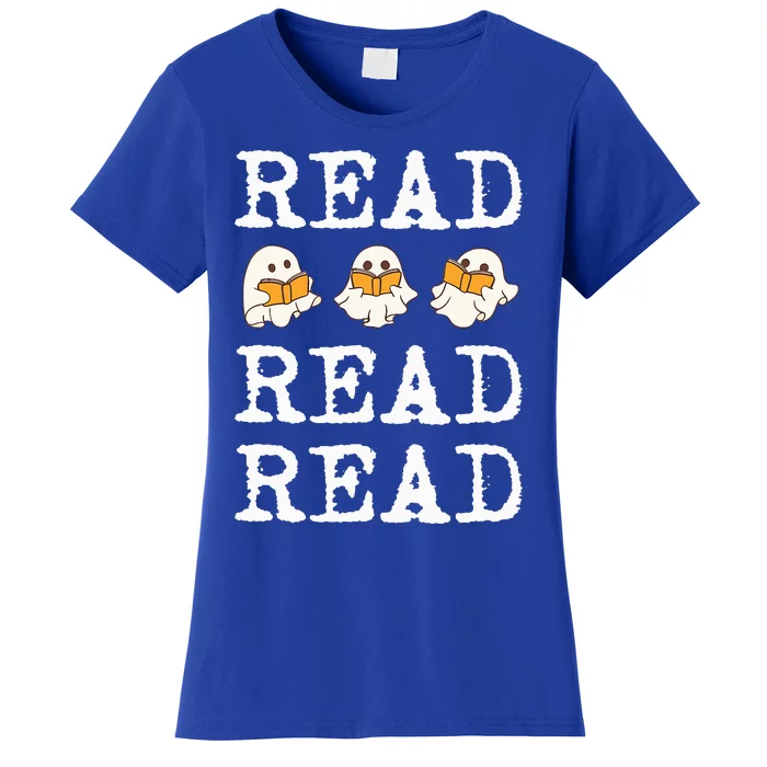 Ghost Reading Teacher Halloween Women's T-Shirt