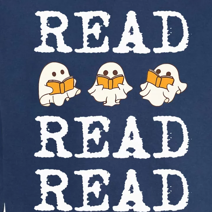 Ghost Reading Teacher Halloween Garment-Dyed Sweatshirt