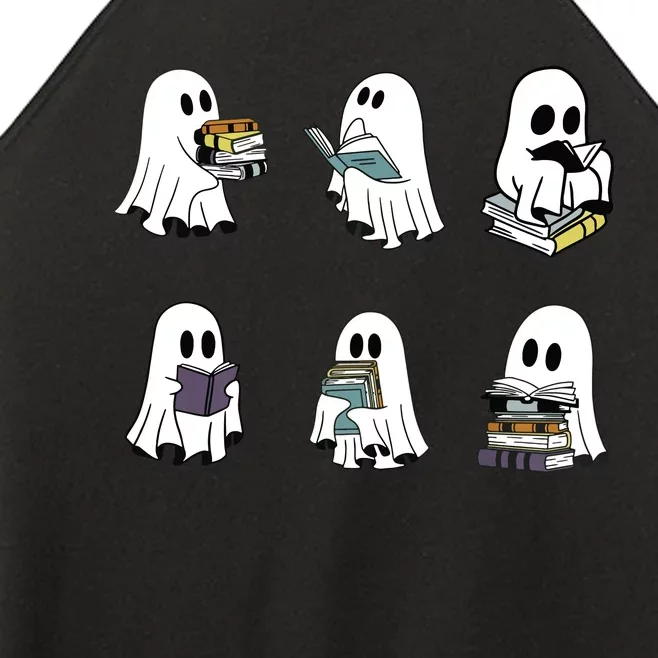 Ghost Reading Teacher Halloween Librarian Bookworm Women’s Perfect Tri Rocker Tank