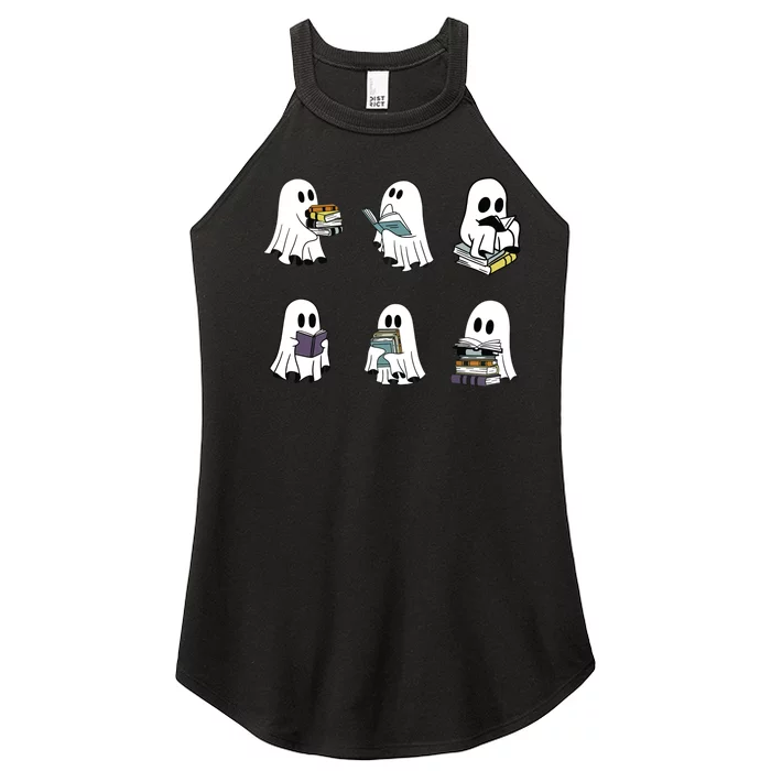 Ghost Reading Teacher Halloween Librarian Bookworm Women’s Perfect Tri Rocker Tank