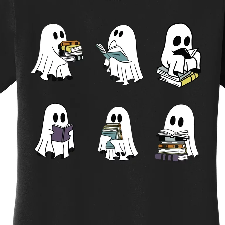 Ghost Reading Teacher Halloween Librarian Bookworm Women's T-Shirt