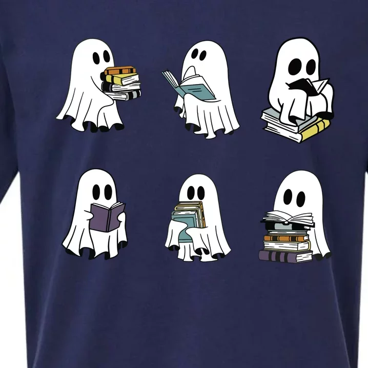 Ghost Reading Teacher Halloween Librarian Bookworm Sueded Cloud Jersey T-Shirt