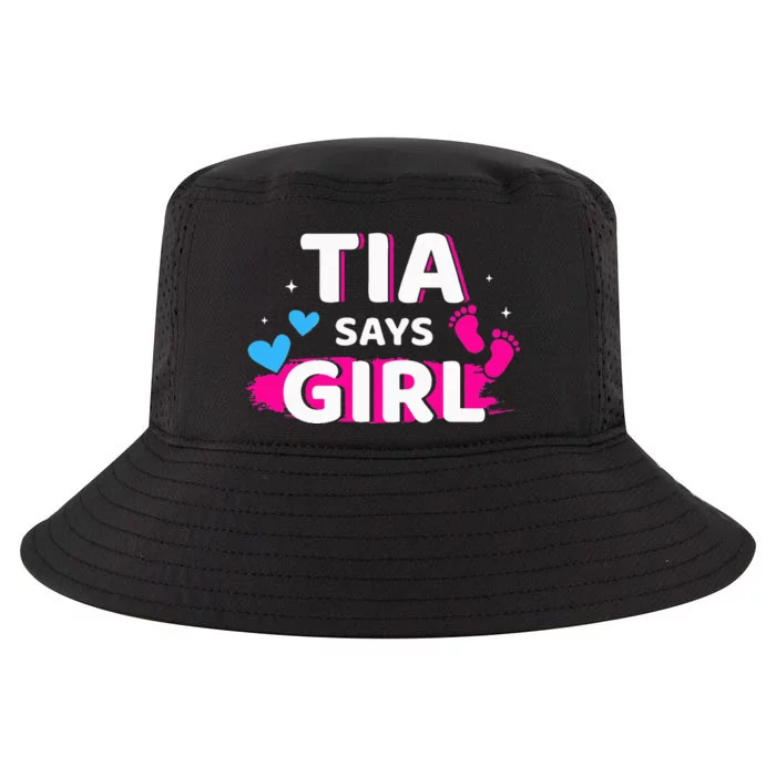 Gender reveal tia says matching family baby party Cool Comfort Performance Bucket Hat