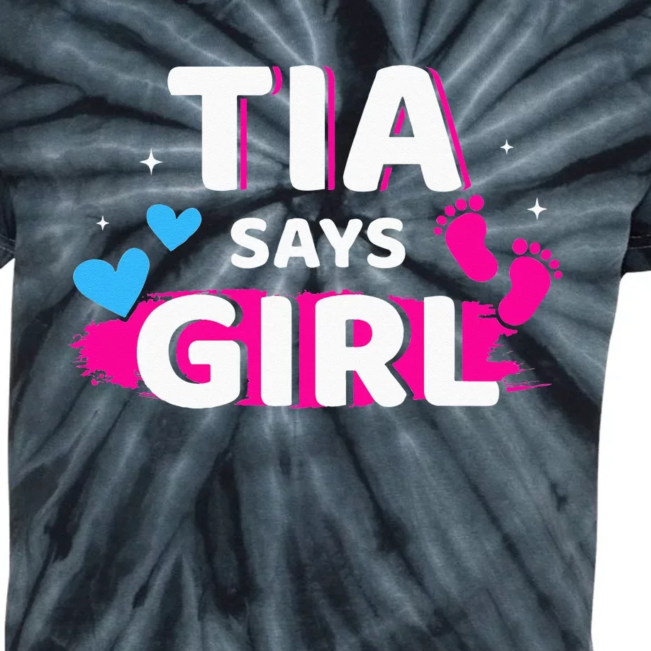 Gender reveal tia says matching family baby party Kids Tie-Dye T-Shirt