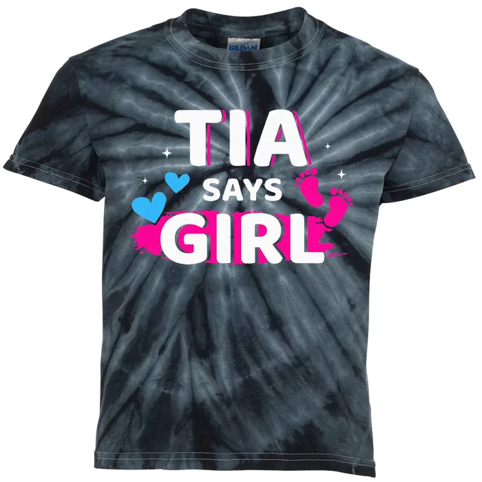 Gender reveal tia says matching family baby party Kids Tie-Dye T-Shirt