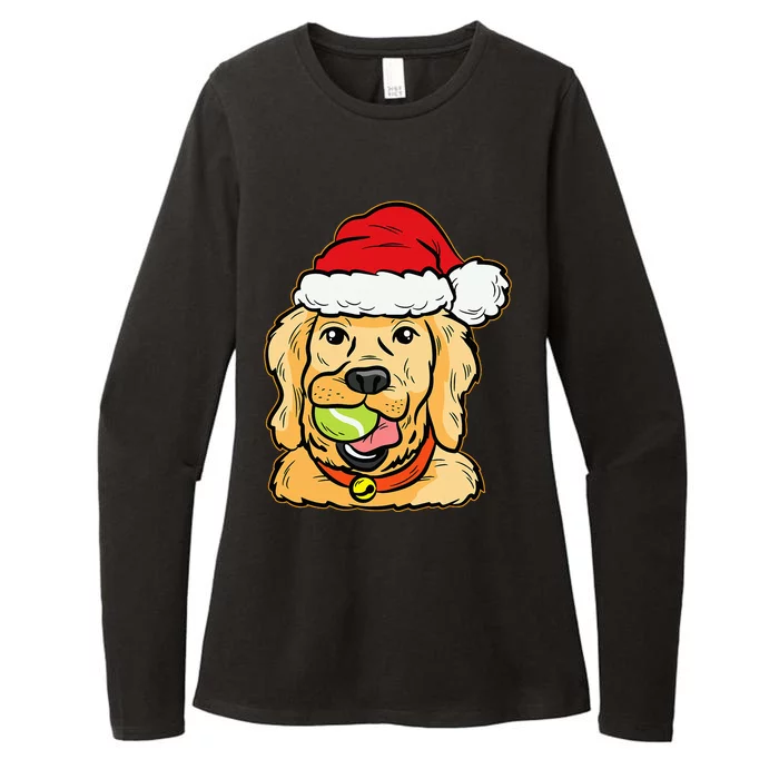 Golden Retriever Tennis Ball Christmas Pajama Dog Puppy Xmas Womens CVC Long Sleeve Shirt