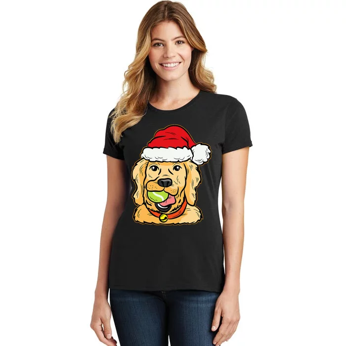 Golden Retriever Tennis Ball Christmas Pajama Dog Puppy Xmas Women's T-Shirt