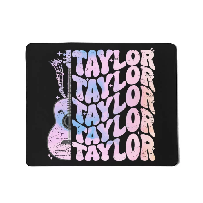 Girl Retro Taylor First Name Personalized Groovy Birthday Gift Mousepad