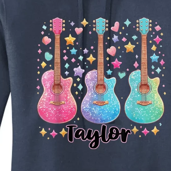 Girl Retro Taylor First Name Personalized Groovy 80S Pink Women's Pullover Hoodie