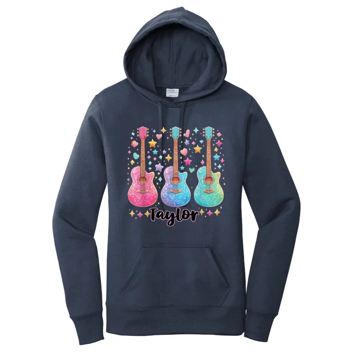 Girl Retro Taylor First Name Personalized Groovy 80S Pink Women's Pullover Hoodie